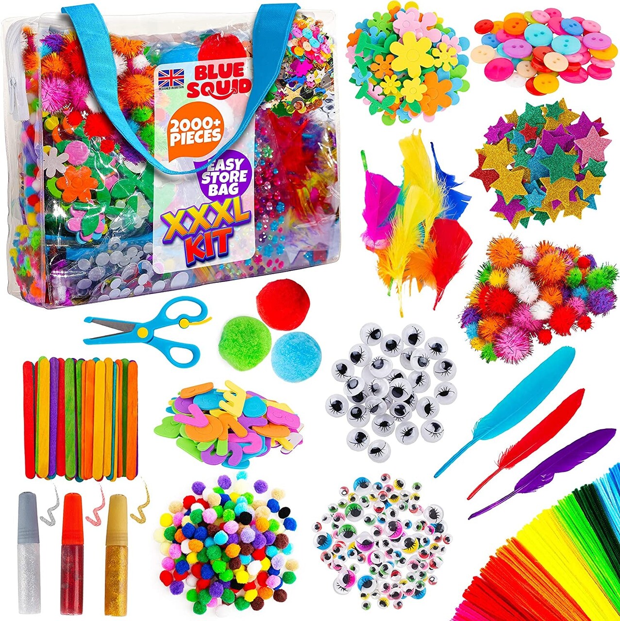 Arts and Crafts for Kids – XXXL Craft Kit for Kids - 2000+ Pcs Kids Craft  Kits, Toddlers & Kids Arts & Craft Supplies & Materials, Kids Art Set Craft